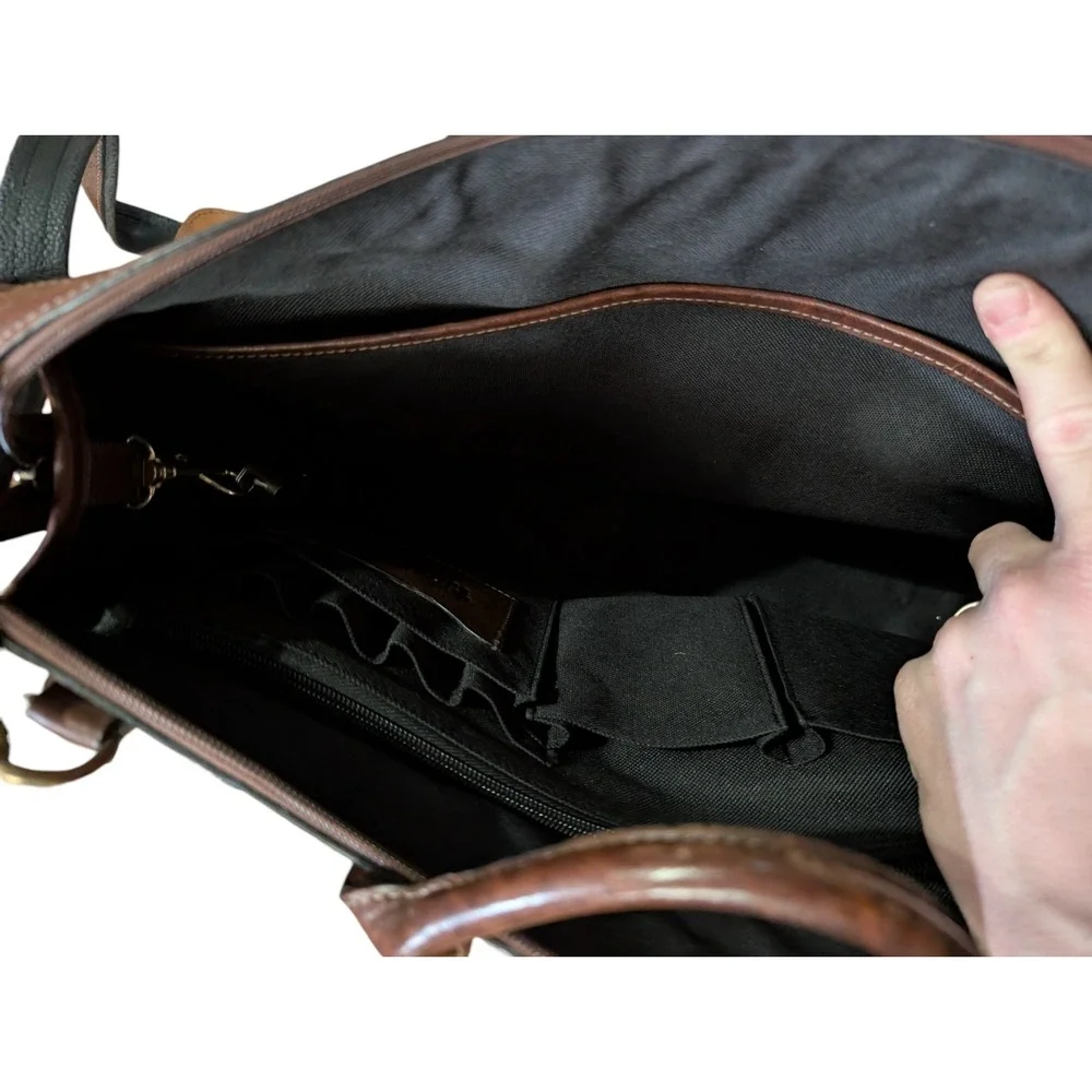 Jack Georges Leather Briefcase‎ Black Brown Strap